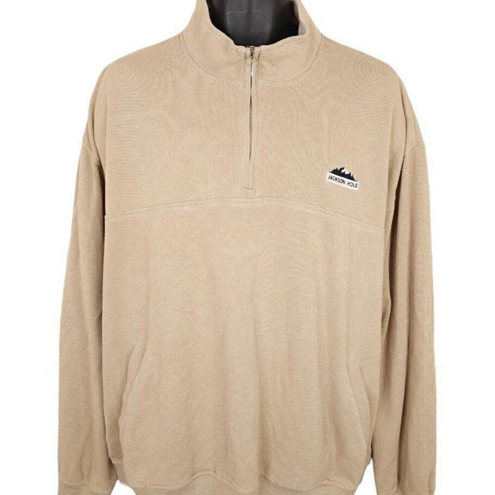 Vintage Jackson Hole Sweater Mens Size 2XL Beige 90s Ski Destination Travel